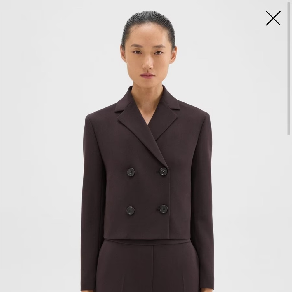 Theory double breasted Crop Blazer admiral Crepe- Mink, New